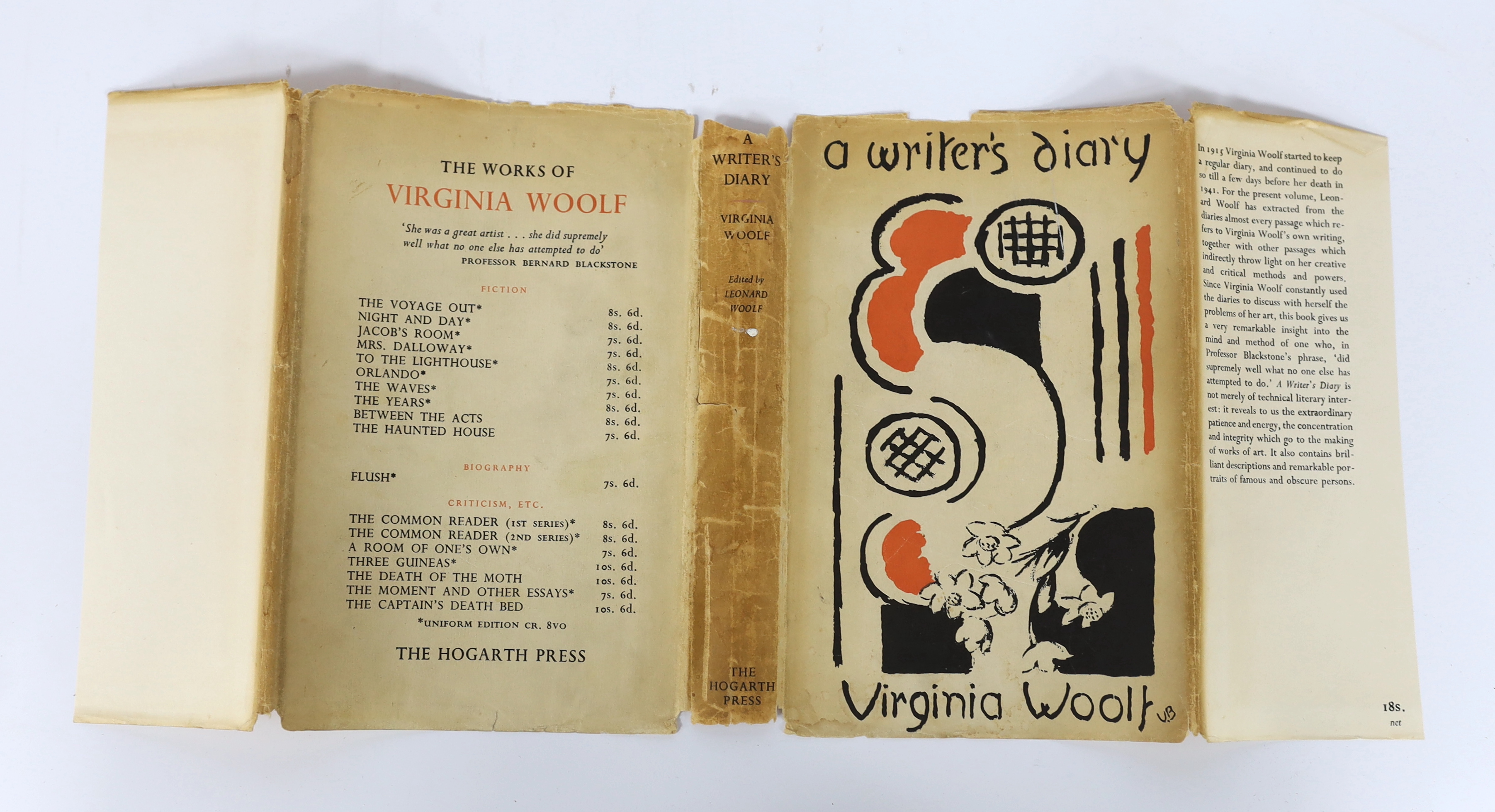 Woolf, Virginia - A Writer’s Diary, 1st edition, Hogarth Press review copy, with invitation to review slip, 8vo, original orange cloth, with d/j, Hogarth Press, London, 1953